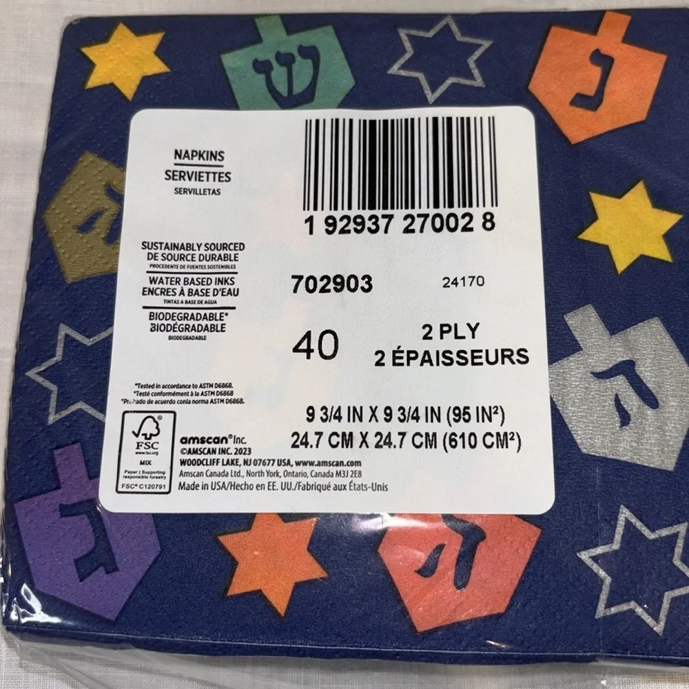 Hanukkah Joy Festival Lights Jewish Holiday Party Paper Beverage Napkins 40ct